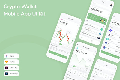 加密钱包  App UI Kit (FIG,PSD,SKETCH,XD)