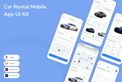 汽车租赁 App UI Kit (FIG,PSD,SKETCH,XD)