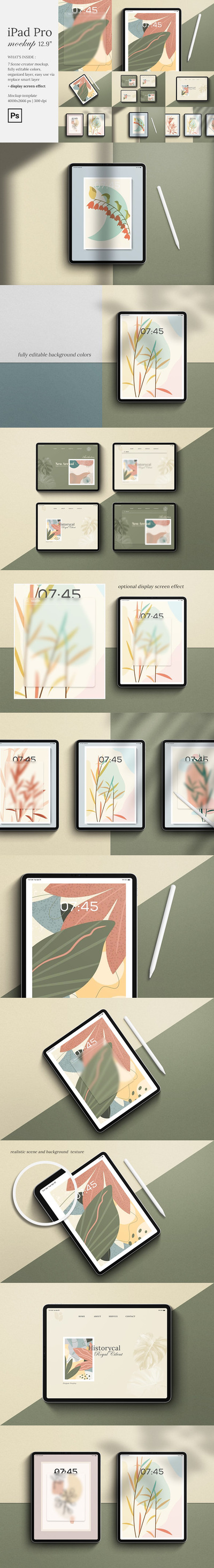 苹果iPad Pro平板电脑套件样机 (PSD,1.12GB)