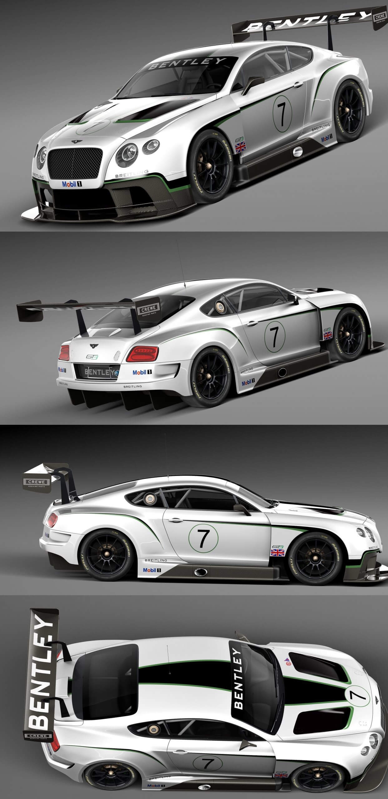 2014款Bentley宾利Continental GT3赛车3D模型（OBJ,FBX,MAX,C4D,LWO）