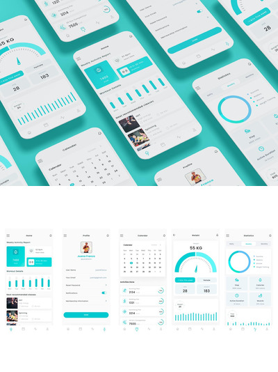 锻炼健身、健康和运动跟踪器 App UI Kit