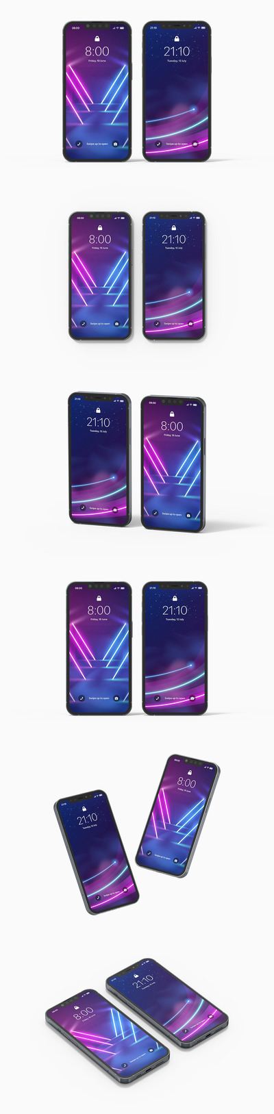 iPhone12和iPhone13苹果手机正视图样机 (PSD)