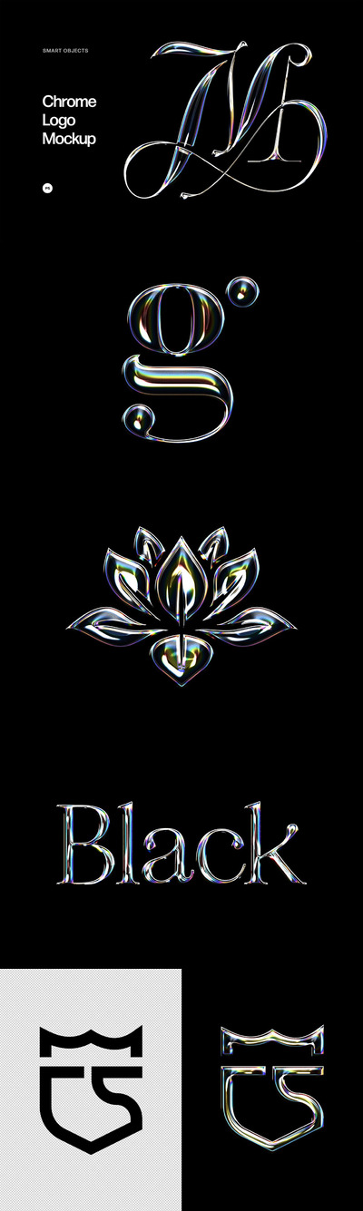 全息镀铬徽标Logo品牌样机 (PSD)