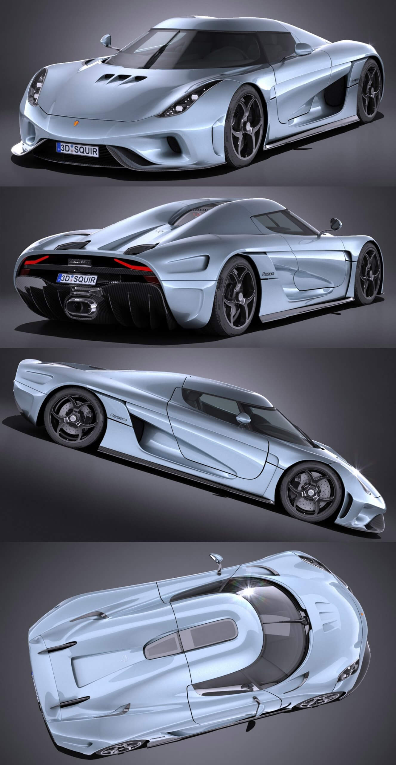 2017款科尼赛克Koenigsegg Regera跑车3D模型（OBJ,MAX,C4D,LWO）