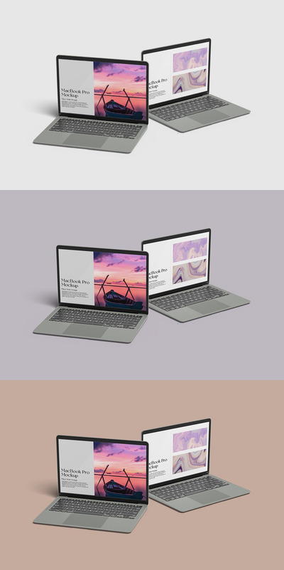 苹果MacBook笔记本电脑网站UI展示样机 (PSD)