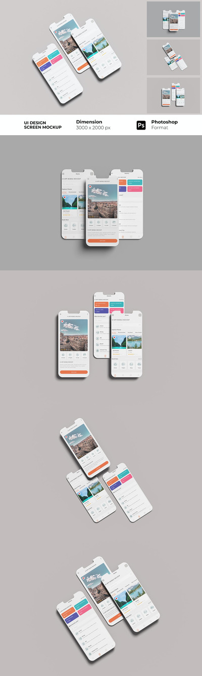 UI设计展示手机屏幕样机 (PSD)