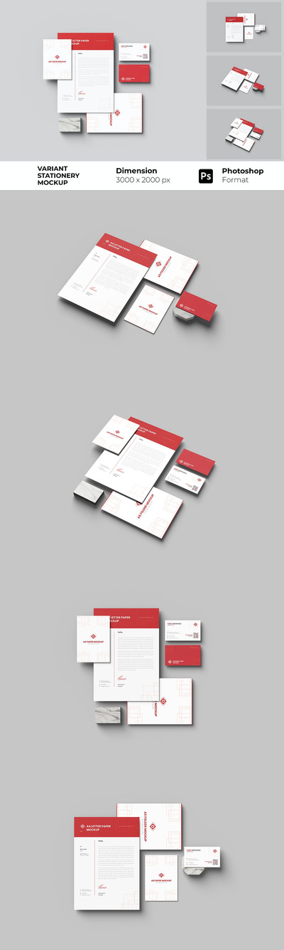 企业办公文具套装品牌展示样机模板 (PSD)