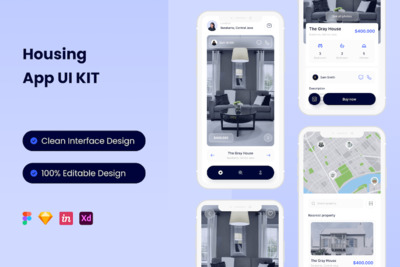住房移动应用程序App Ui Kit (FIG,SKETCH,XD)