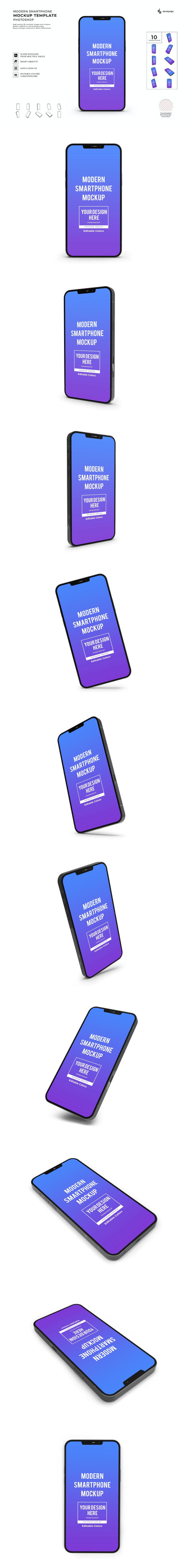 iPhone13智能手机样机模板集 (PSD)