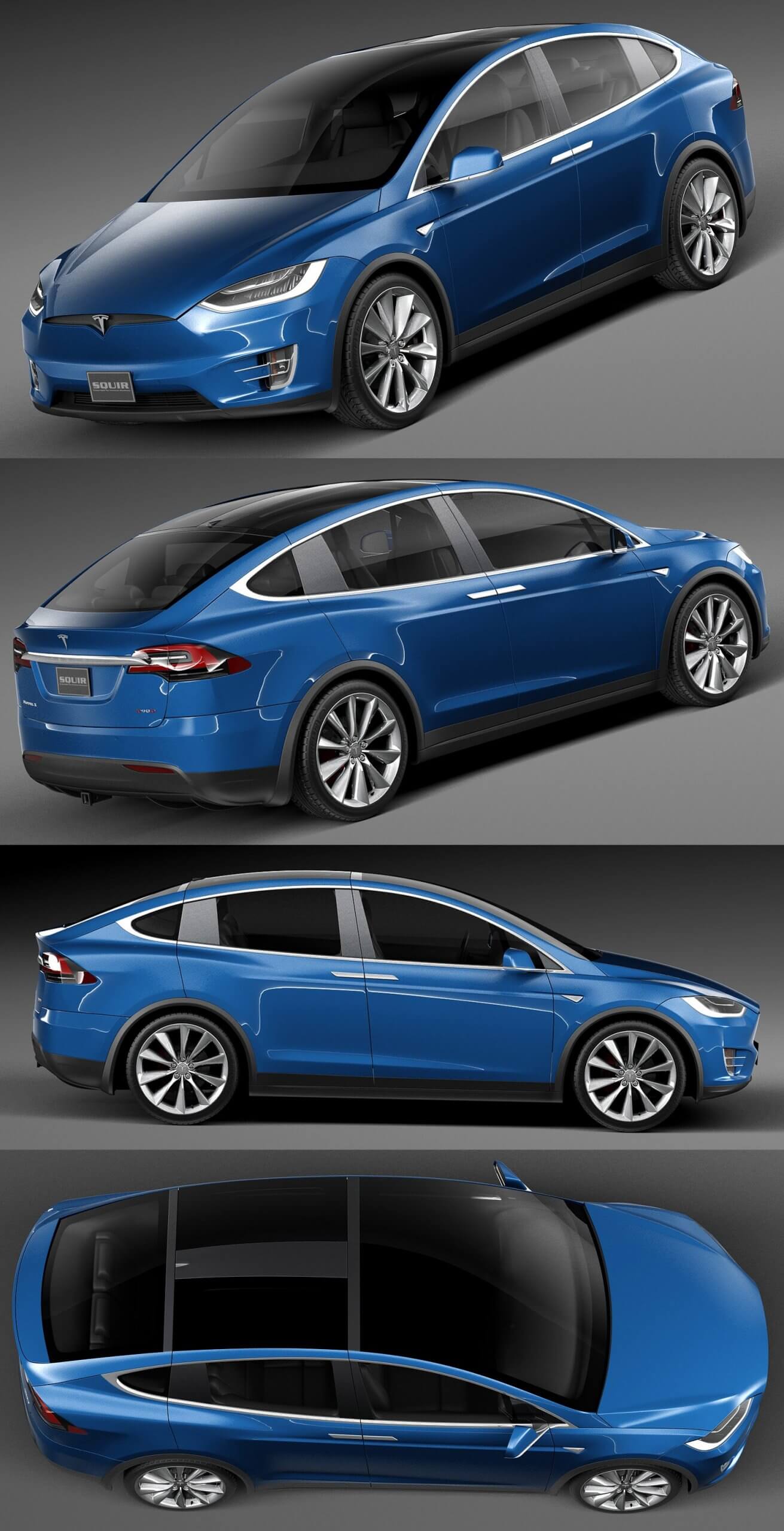 特斯拉Tesla Model X 2017款SUV汽车3D模型（OBJ,FBX,MAX,C4D,LWO）