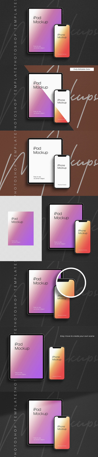黑色iPad和iPhone设备样机 (PSD)