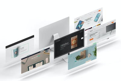 台式电脑屏幕Web UI展示样机 (PSD)