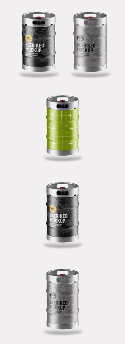 金属啤酒桶包装品牌设计样机 (PSD)