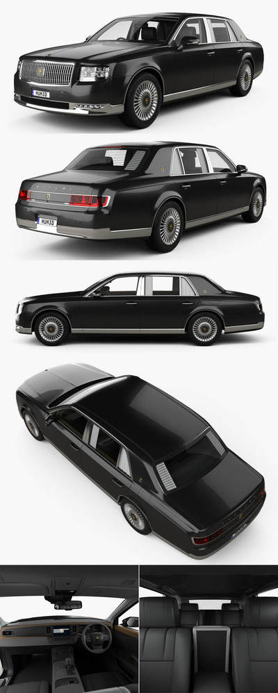 带高清内饰的2018款Toyota丰田Century汽车3D模型（OBJ,FBX,MAX,C4D,LWO）