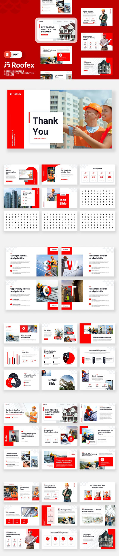 屋顶服务和建筑PPT模版 (PPTX)