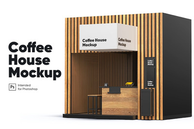 咖啡屋定制设计展示样机 (PSD)