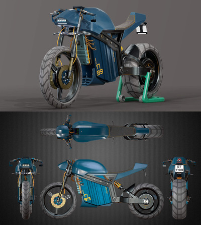 电动摩托车3D模型（OBJ,FBX,MAX）