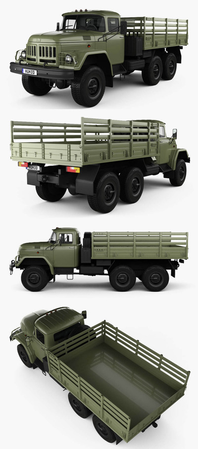 1966款ZIL 131平板卡车3D模型（OBJ,FBX,MAX,C4D,LWO）