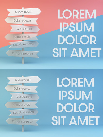 白色十字路口箭头标志设计样机 (PSD)