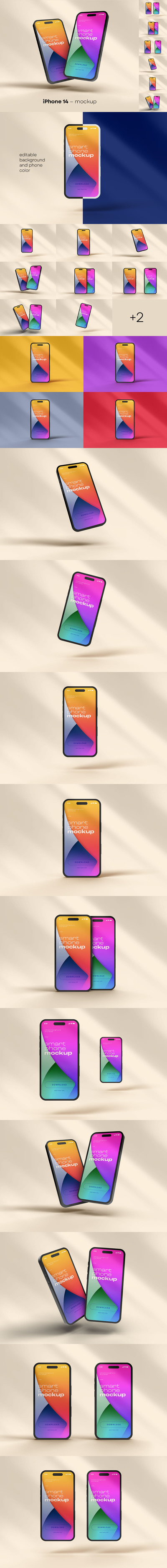 【首发】iPhone 14 Pro 手机样机套装下载（PSD）