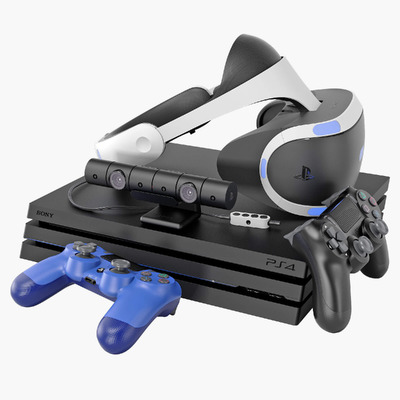 索尼Sony PS4 Pro VR游戏机3D模型（FBX,MAX）