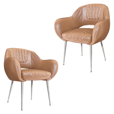 意大利Arketipo Miss Malice古典风纤细金属腿架厚实皮革软垫扶手椅3D模型（OBJ,FBX,MAX）