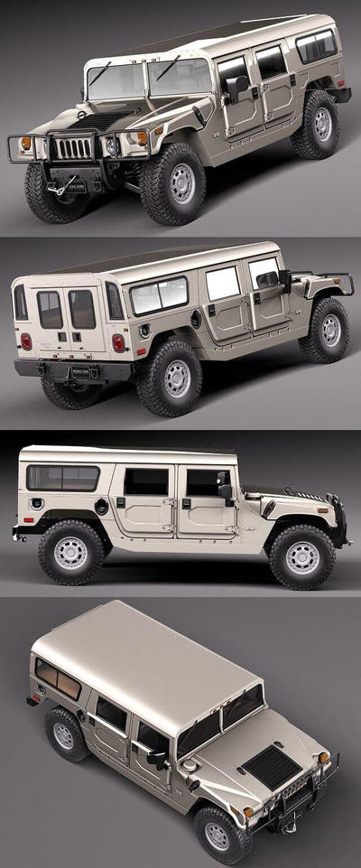 悍马Hummer H1 Wagon越野车3D模型（OBJ,FBX,MAX,C4D,LWO）