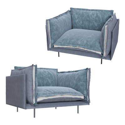 意大利Arketipo Auto Reverse极简主义蓬松布艺软垫扶手椅 单人沙发3D模型（OBJ,FBX,MAX）