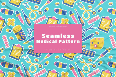 医学无缝模式集 (AI,EPS,JPG,PNG,PSD,SVG)
