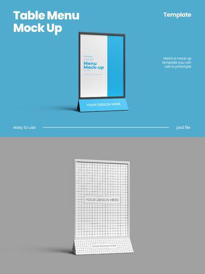 桌架菜单牌卡号设计样机模板 (PSD)