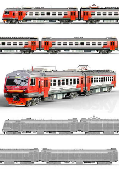 俄罗斯ED4M 2012-16电动列车 火车3D模型（FBX,MAX）