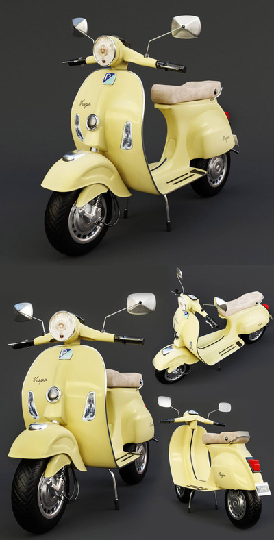 Vespa摩托车3D模型（OBJ,MAX）