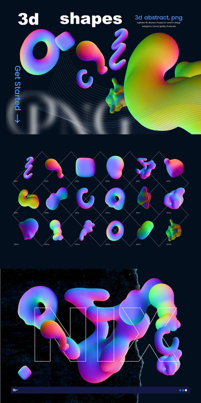 3d 抽象个性字母 (PNG)