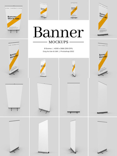 广告易拉宝横幅样机 (PSD)