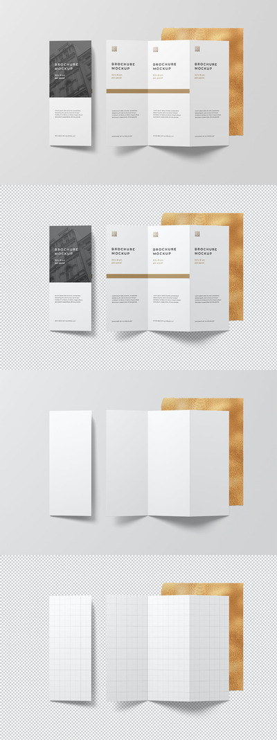 三折页传单宣传册设计样机 (PSD)