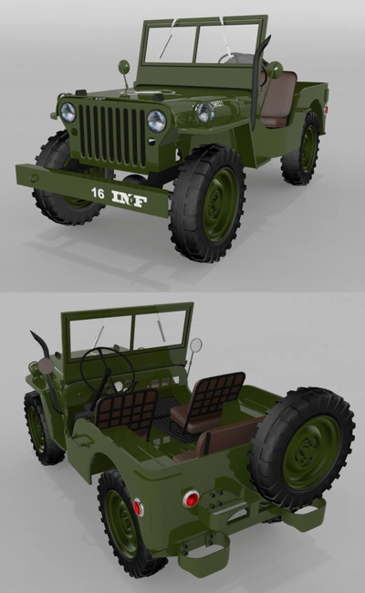 1945款Willys MB军用吉普车3D模型（MAX）