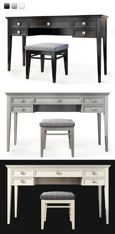 RFS Brooklyn梳妆台 梳妆桌 抽屉桌3D模型（OBJ,MAX）