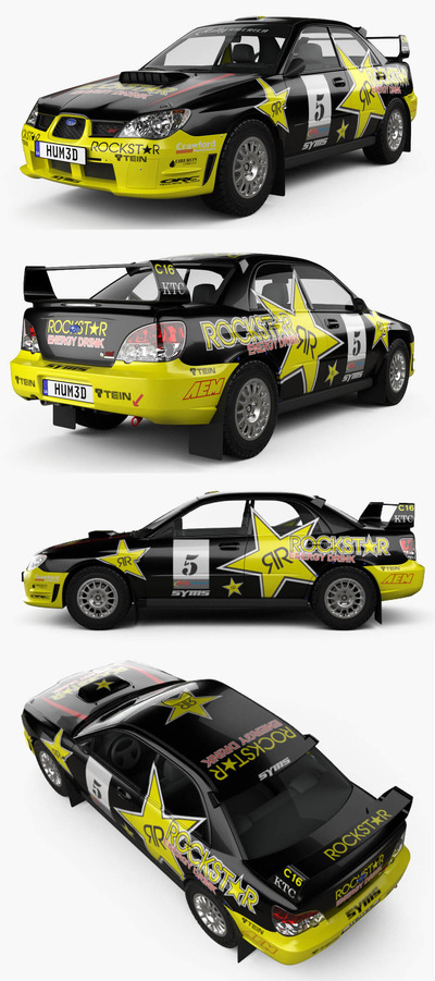 2009款Subaru斯巴鲁Impreza WRX STI赛车3D模型（OBJ,FBX,MAX,C4D,LWO）