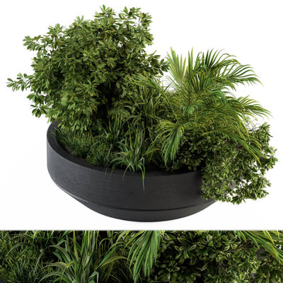 户外圆形绿植花坛3D模型（OBJ,MAX）
