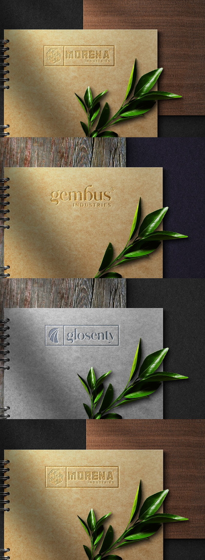 笔记本封面豪华金色徽标Logo样机 (PSD,JPG)