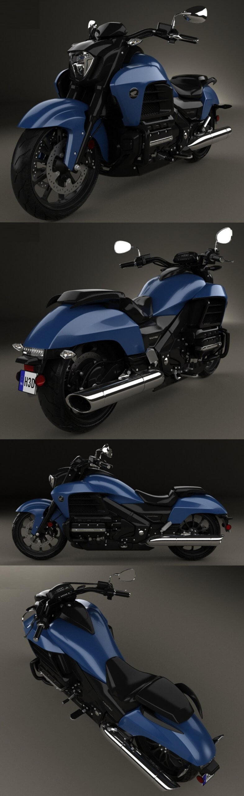 2015款Honda本田Valkyrie GL1800C摩托车3D模型（OBJ,FBX,MAX,C4D,LWO）