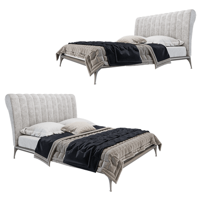 意大利Cantori Iseo金属底座布艺软垫床头轻奢床3D模型（OBJ,FBX,MAX）