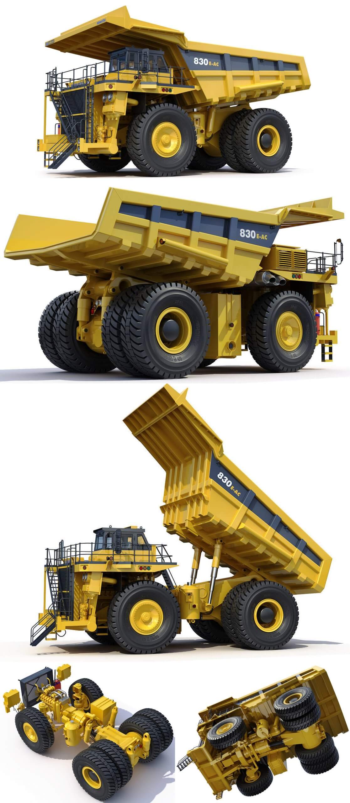 小松Komatsu 830E-AC矿用自卸卡车3D模型（OBJ,FBX,MAX,C4D,LWO）
