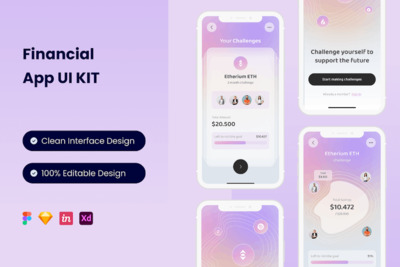 金融手机应用App UI Kit (FIG,SKETCH,XD)
