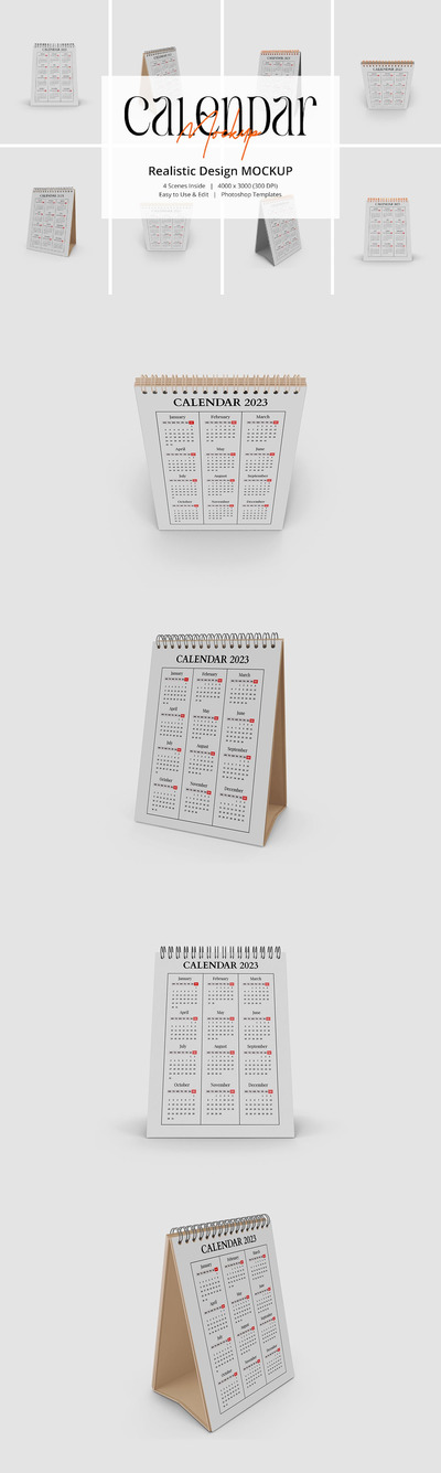 A字翻页日历设计样机 (PSD)