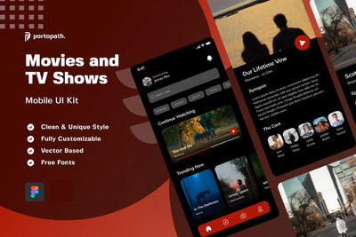 电影和电视节目移动APP UI KIT (FIG)