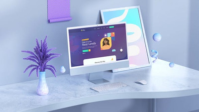 办公桌电脑样机网站演示视频AE模板 (aep)