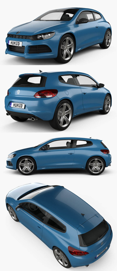 2010款Volkswagen大众Scirocco R汽车3D模型（OBJ,FBX,MAX）