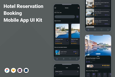 酒店预订 App UI Kit (FIG,PSD,SKETCH,XD)