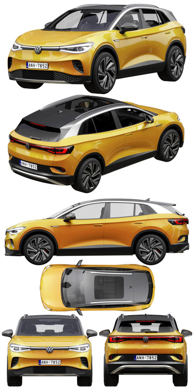 2021款Volkswagen大众ID4 SUV汽车3D模型（FBX,MAX）